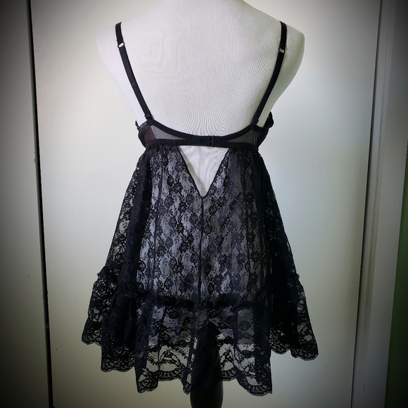 VS Black Sweetheart Babydoll Lace Chemise Lingerie 36C - Picture 2 of 4